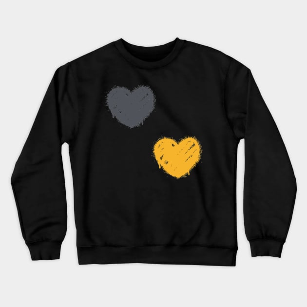 Spray Painted Hearts Black and Gold Crewneck Sweatshirt by jeanmbart